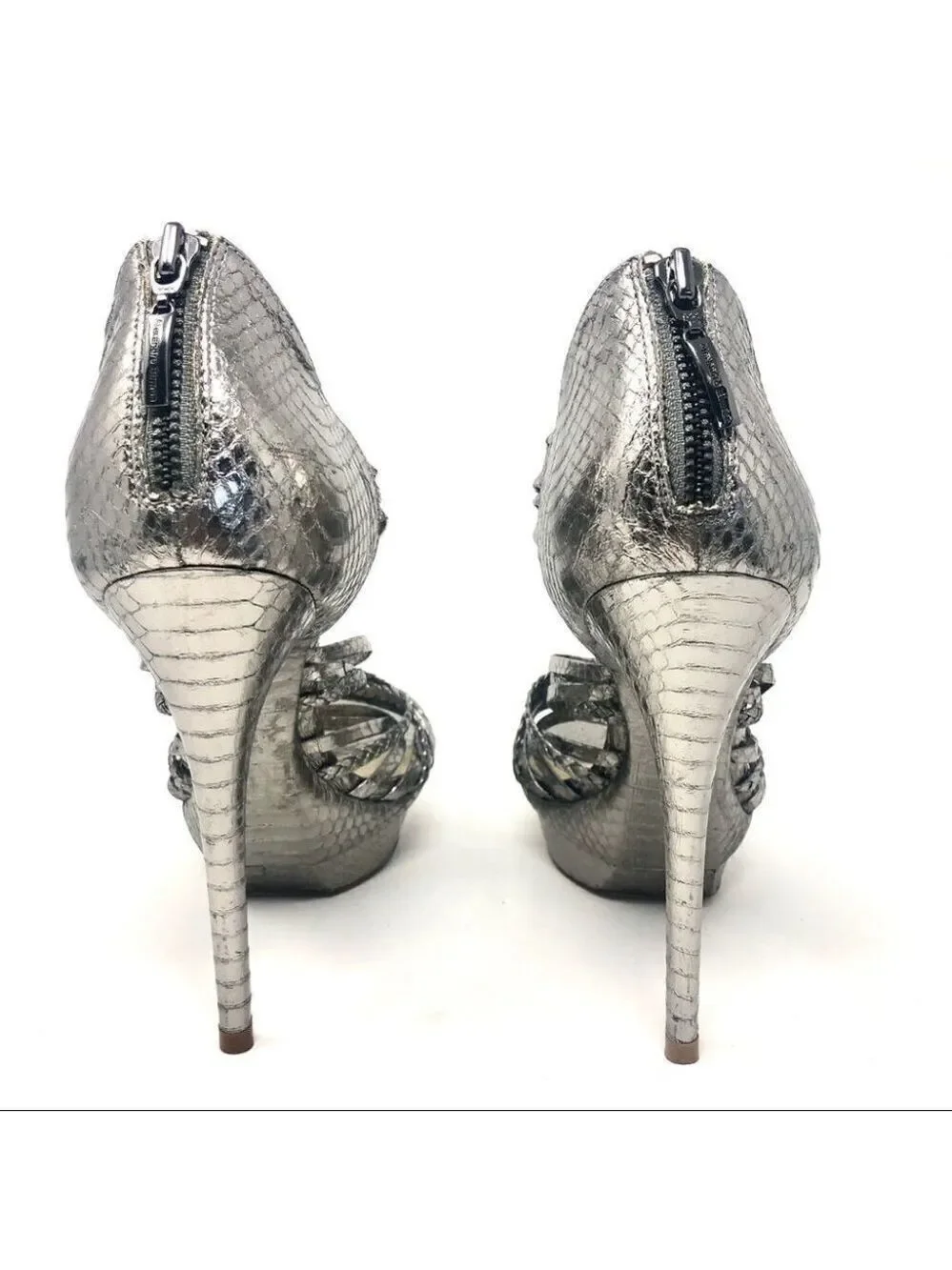 Alexandre Birman Python & Leather Platform Sandals